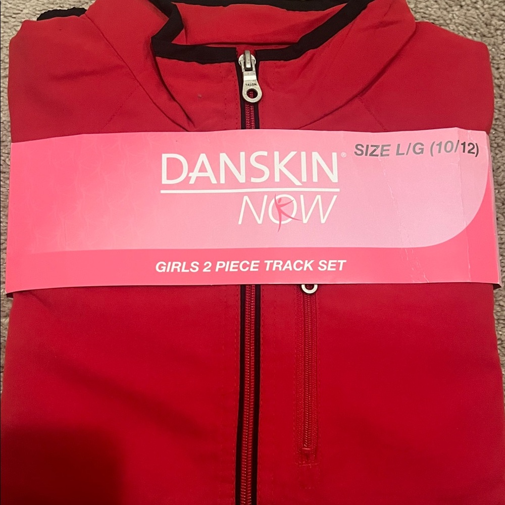 Girls 2 Piece Danskin Now Vibrant Red Track Jacket - Size L/G (10-12) - Picture 5 of 9
